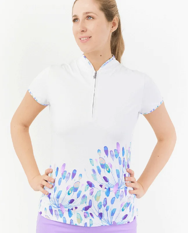 Markdown Sale SIZE S - PURE GOLF Aria Cap Sleeve Zip Top 035 Opal Wish