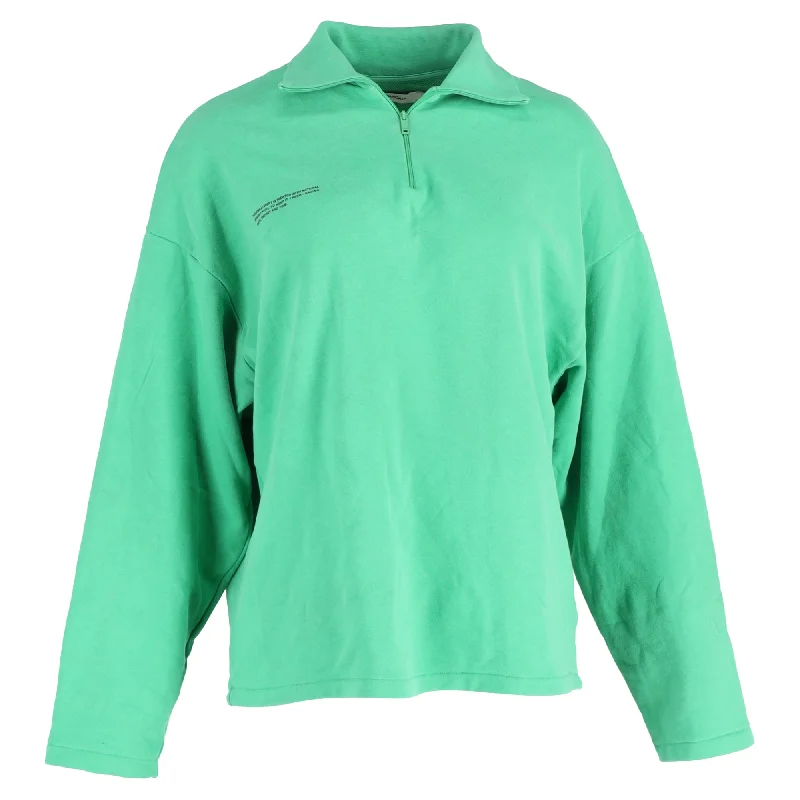 Weekend Deals to Brighten Your Day Pangaia Double Jersey Half Zip Sweatshirt in Green Cotton