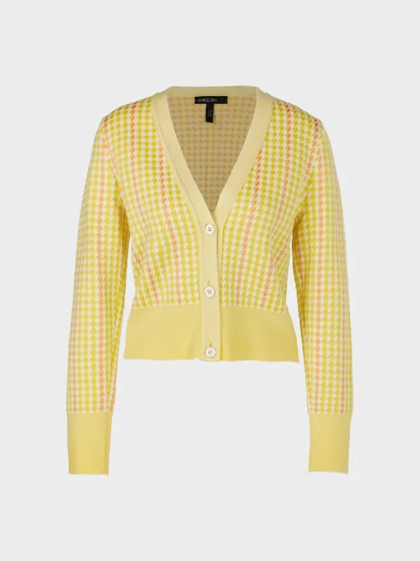 Weekend Specials to Enjoy Checked Knitted Cardigan In 420