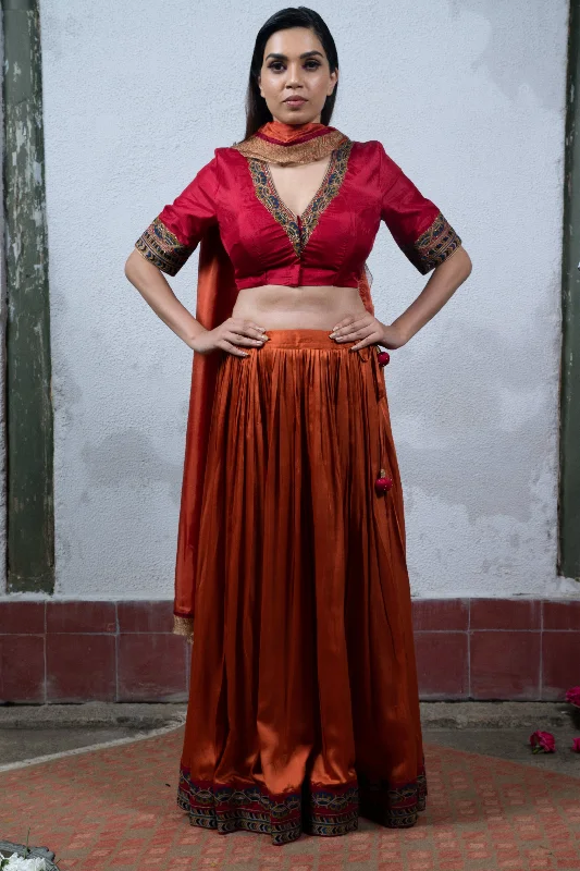 Special Buy Mysore: Red and Orange Lehanga
