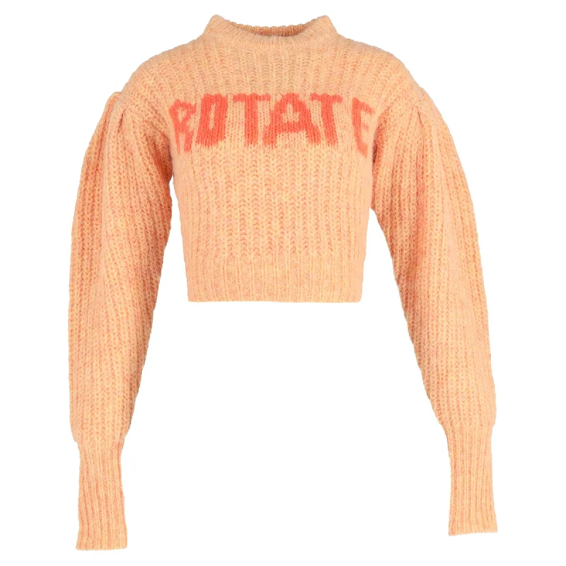 Weekend Savings Sensation Rotate Birger Christensen Adley Ribbed Sweater in Orange Wool