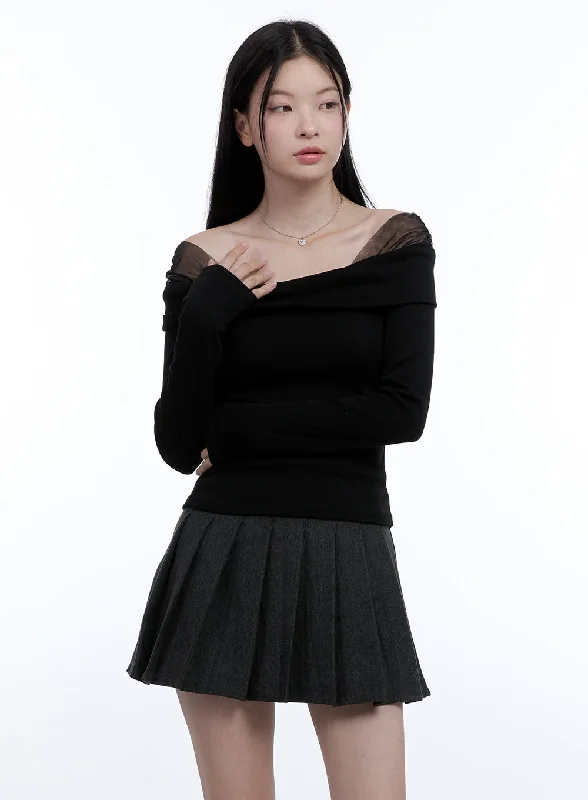 Lowest Price See-Through Off-Shoulder Top OO429