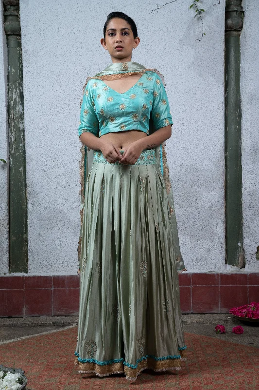 Weekend Bargains to Sizzle Apsara: Sea Blue Lehanga