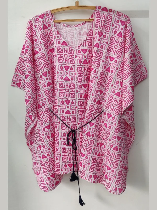The Best Deal Abstract Printed Kaftan Top - Pink