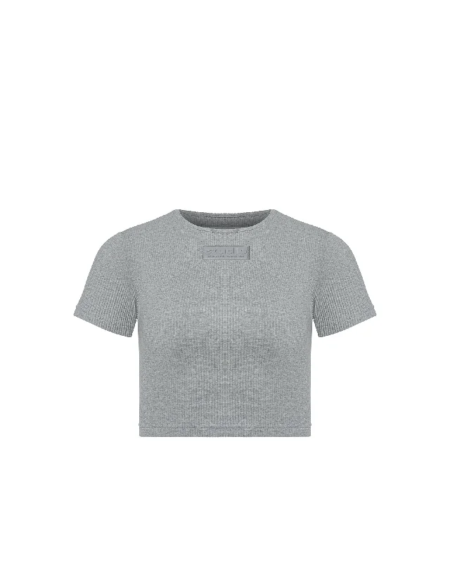 Pay Less Ribbed Crew Neck Crop Top