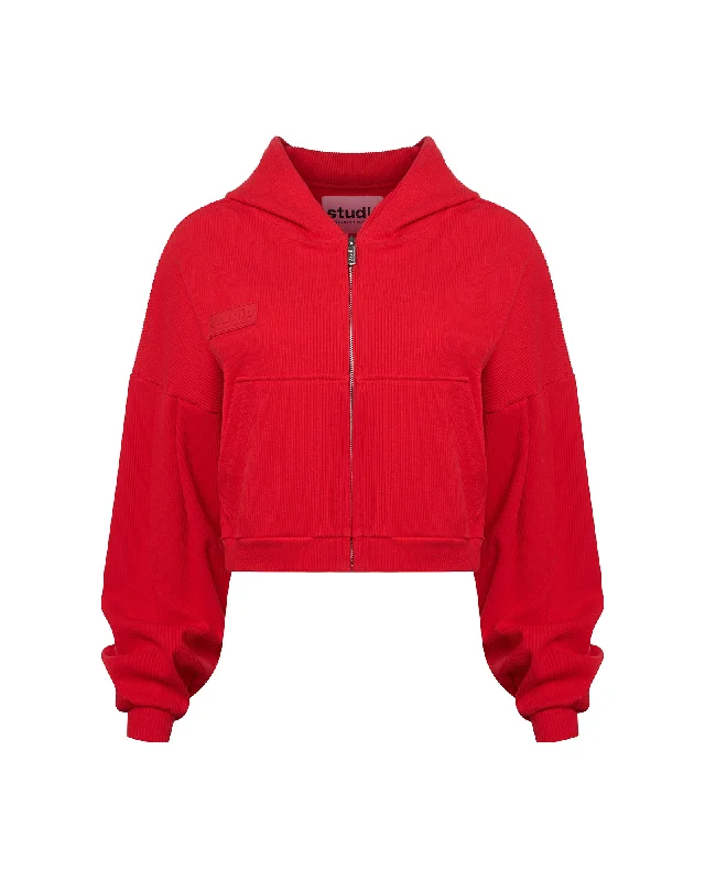 Weekend Specials to Delight Ribbed Zip Hoodie