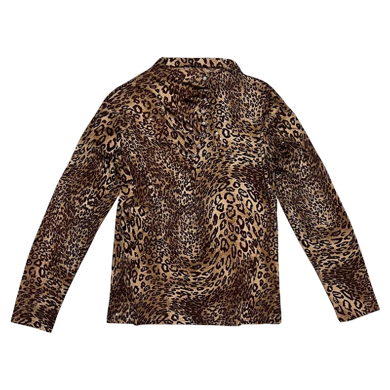 Year-End Clearance Beaded Leopard Print Long sleeves