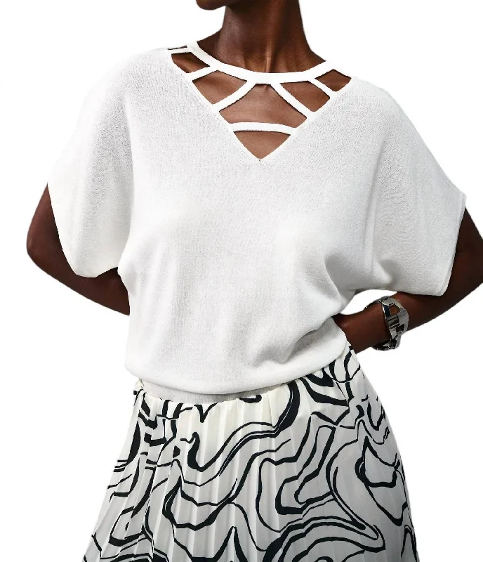 Low Price V-Neck Cutout Top In White