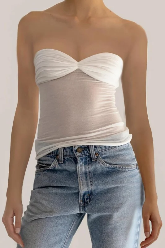 Strapless Mesh Shirring Tops