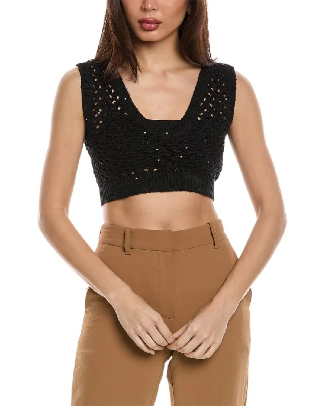 Shop the Weekend Away Brunello Cucinelli Linen & Silk-Blend Crop Sweater