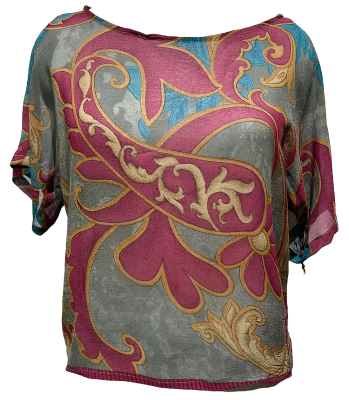 Instant Deal PRG3966 Sheer Avatar Pure Silk Boxy Top