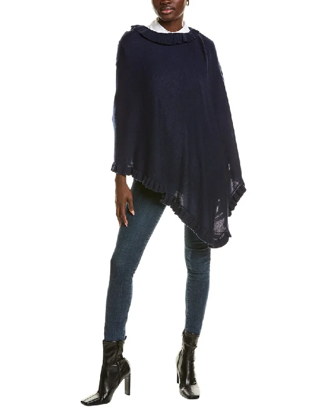 Unmissable Offer sofiacashmere Ruffle Trim Wool & Cashmere-Blend Poncho
