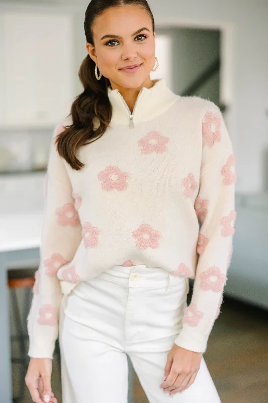 Weekend Offers That Excite Just Be You Blush Pink Floral Sweater