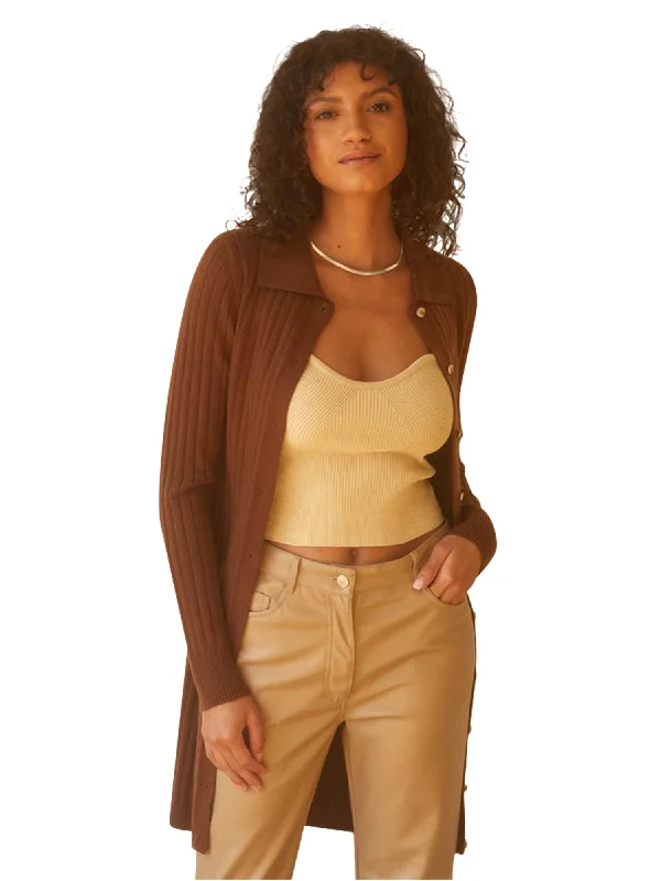 Instant Deal Crescent Button Front Polo Cardigan