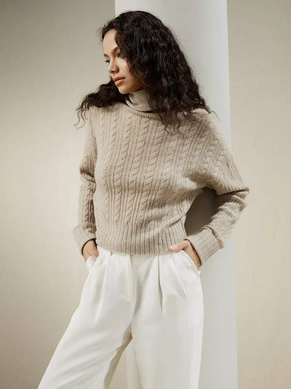 Final Offer Women's Classic Cable Knit Turtleneck Sweater