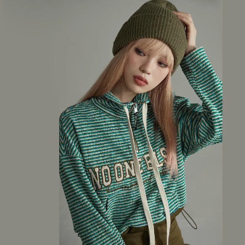 Weekend Discounts Worth Grabbing Half Zip-Up Stripe T-Shirt