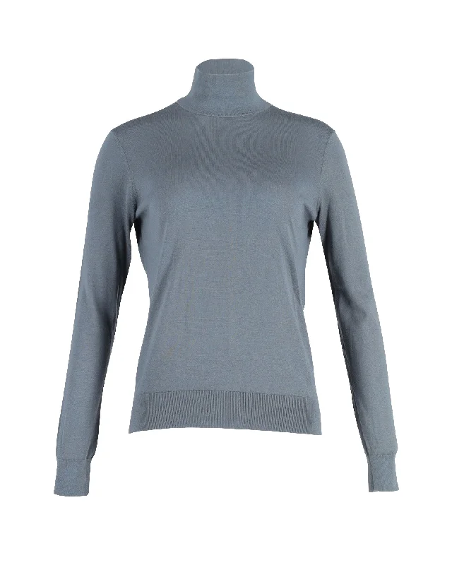 Weekend Steals Await Theory Turtleneck Sweater in Blue Wool