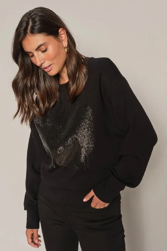 Dakota O-LS Glam Sweatshirt | Black | Sweats fra Mos Mosh