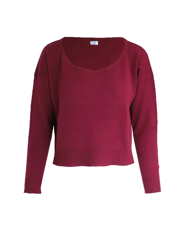 Weekend Bargains to Sizzle Prada Cropped Sweater in Burgundy Wool