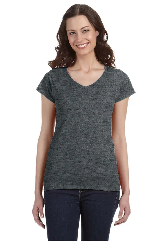 Gildan Womens Softstyle Short Sleeve V-Neck T-Shirt - Heather Dark Grey