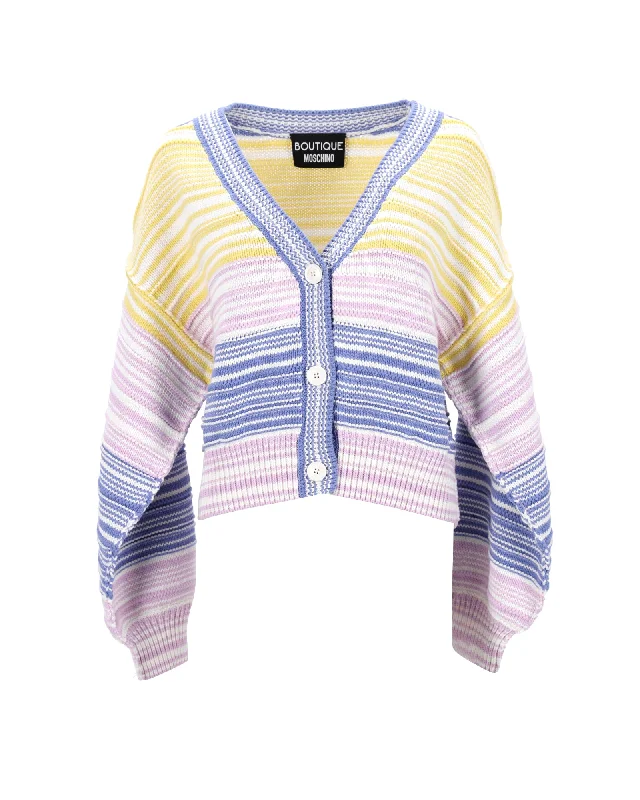 Weekend Deals That Thrill Boutique Moschino Stripe Cardigan in Multicolor Cotton