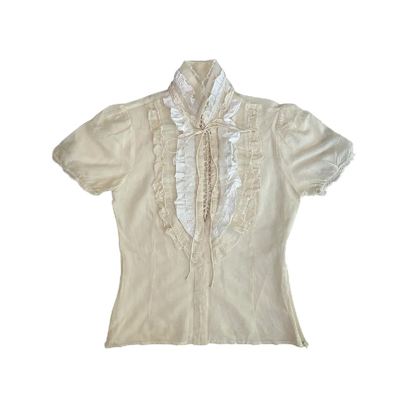 Online Exclusive Ruffle Victorian Mesh Top