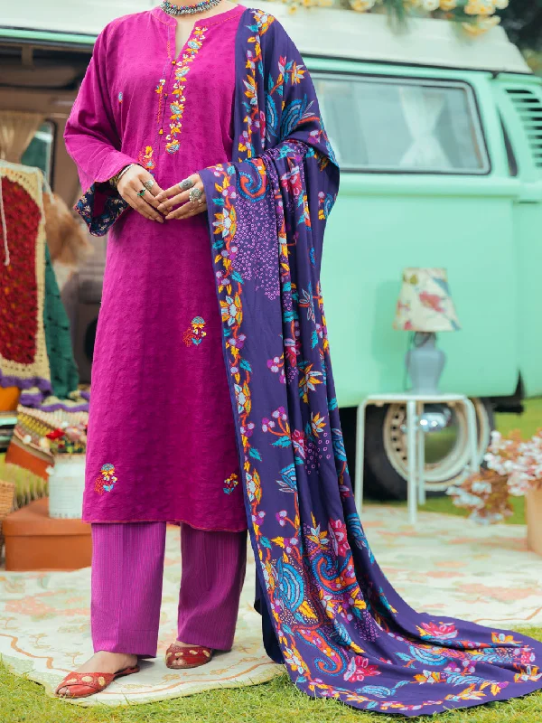 Exclusive Offer Magenta Jacquard Tunic - AWP-LK-623