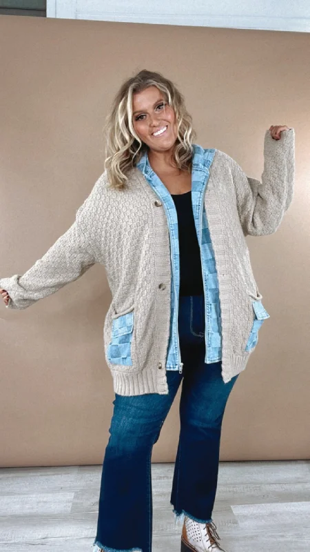 Weekend Specials to Delight New Wave Denim Zip Up Sweater Cardi