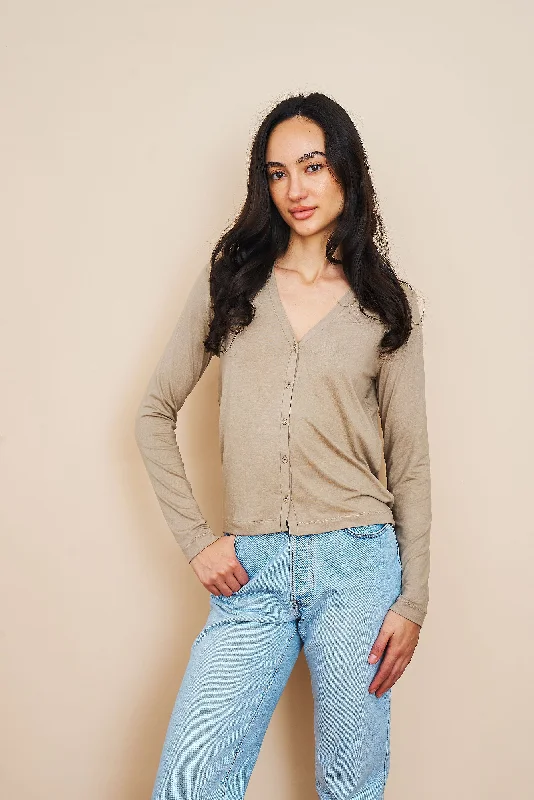Weekend Offers That Shine Soft Touch V-Neck Cardigan in Desert