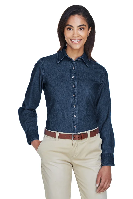 Weekend Bargains to Love Harriton Womens Denim Long Sleeve Button Down Shirt - Dark Denim Weekend Bargains to Love Harriton Womens Denim Long Sleeve Button Down Shirt - Dark Denim