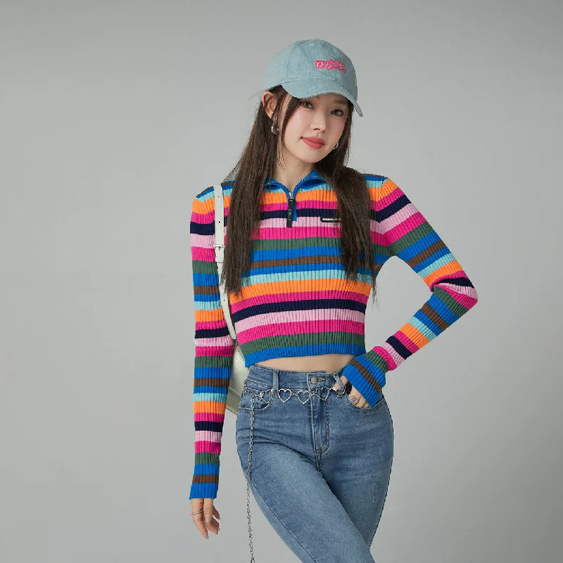 A Dose Of Happiness Rainbow Stripe Knit Top