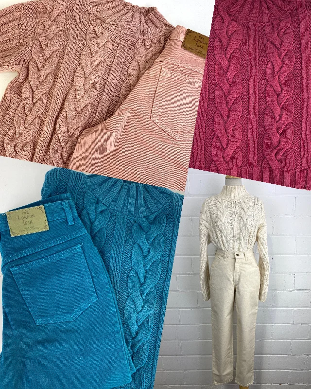 Vintage 1990s Deadstock Coloured Denim Mom Jeans and Knit Sweater Set, x4 Colours Available