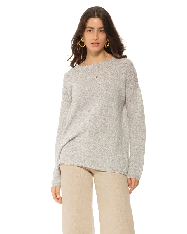 Weekend Specials to Grab Women's Oversized Cashmere Boatneck Sweater Light Grey by Monticelli Cashmere