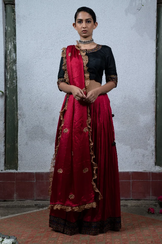 Early Access Mysore: Black and Red Lehanga