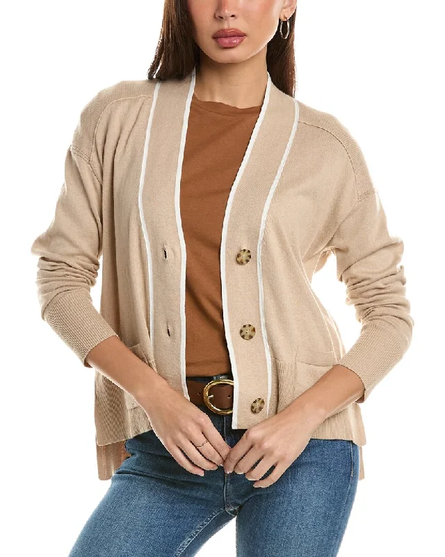 Steal Deal Hannah Rose Tipped High-Low Cashmere-Blend Sweater