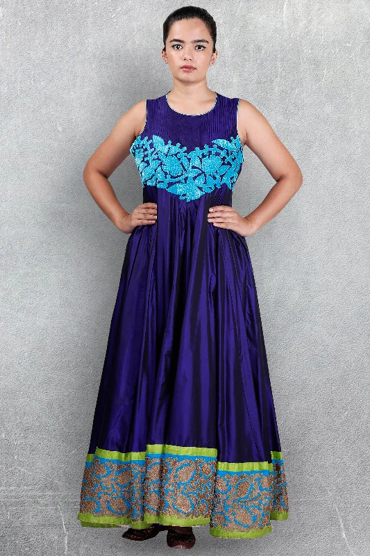 Royal Blue Applique Organza Salwar