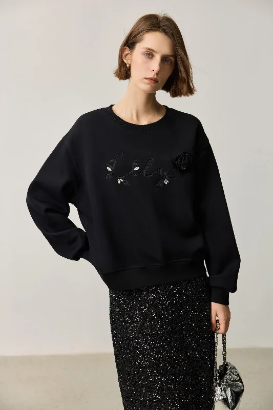 LILY 3D Rose Embroidered Sweatshirt