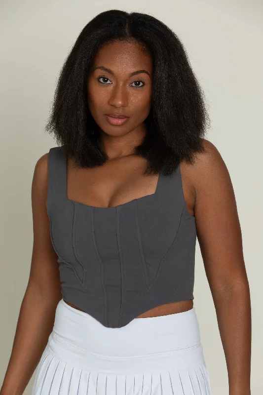 Charcoal Grey Corset Tank Top