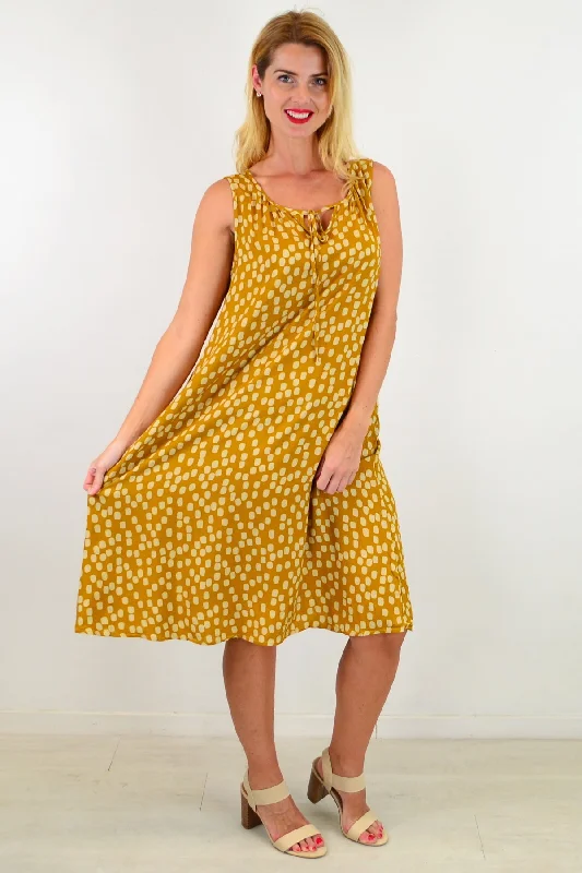 Crazy Deal Mustard Long Dot Sleeveless Tunic Dress