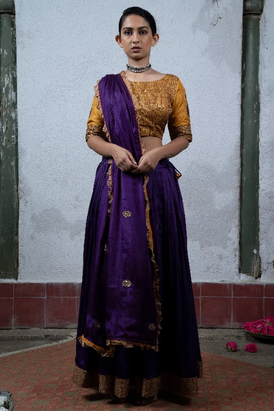 Shop Now Jaji: Yellow and Violet Lehanga