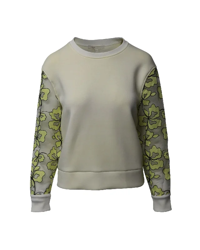 Overstock Clearance Maje Floral Sleeves Sweatshirt in Cream Viscose