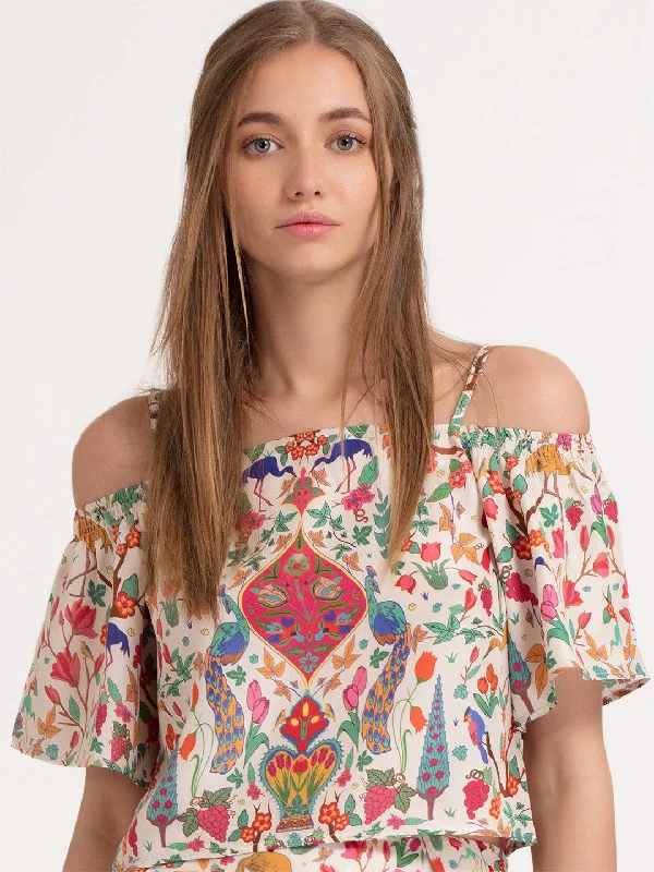 Weekend Deals That Sparkle Peacock Off Shoulder Top