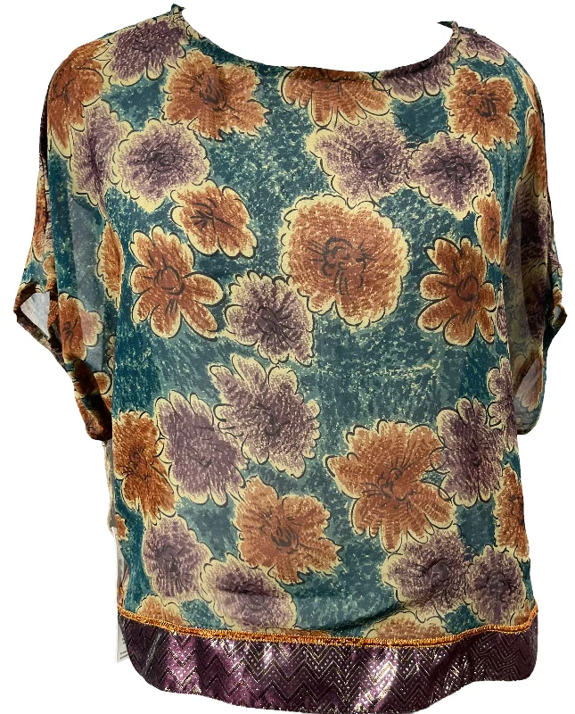 Weekend Bargains to Sizzle PRG1268 Kate Bushy Sheer Avatar Pure Silk Boxy Top