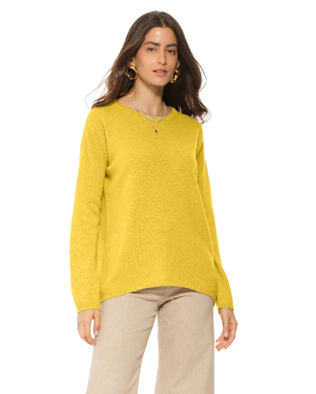 Weekend Sale: Don't Miss Out Women's Oversized Cashmere Boatneck Sweater Lemon Yellow by Monticelli Cashmere