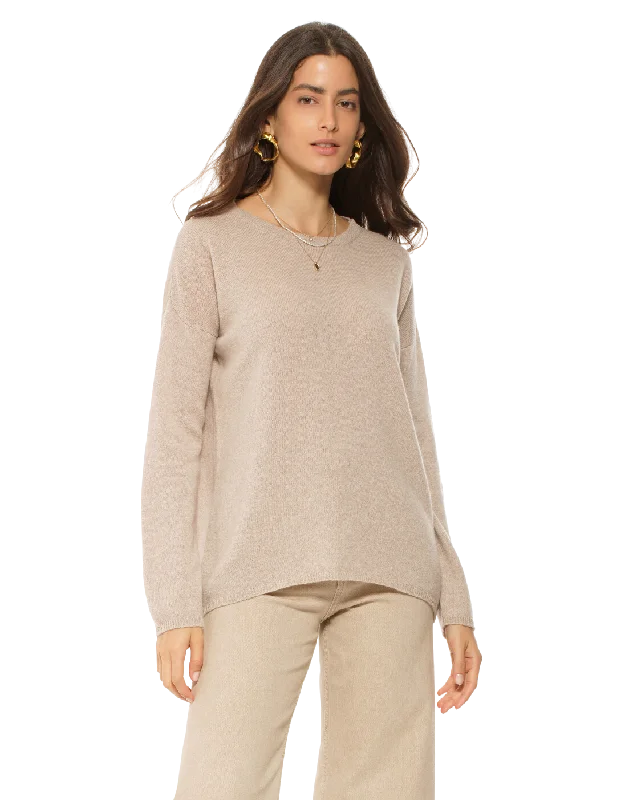 Weekend Savings Sensation Women's Oversized Cashmere Boatneck Sweater Beige by Monticelli Cashmere