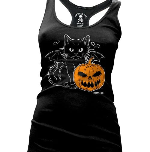 Flash Sale Bat Cat Creepy Women's Racer Back Tank Top