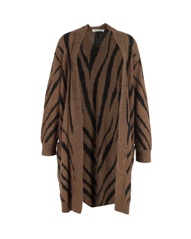 Make Your Weekend Count with Savings Max Mara Zebra Print Mohair Blend Knit Cardigan In Brown Mohair