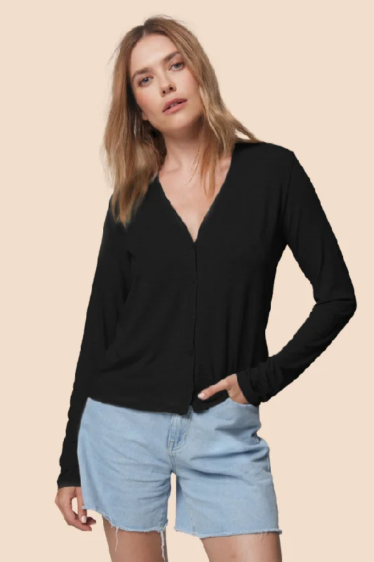 Weekend Discounts to Delight Soft Touch V-Neck Cardigan in Noir