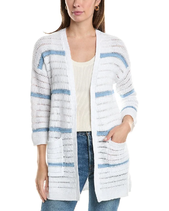 Overstock Sale Forte Cashmere Texture Stripe Cardigan
