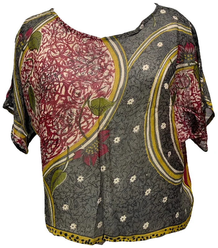 Shop and Save PRG4593 Sheer Avatar Pure Silk Boxy Top